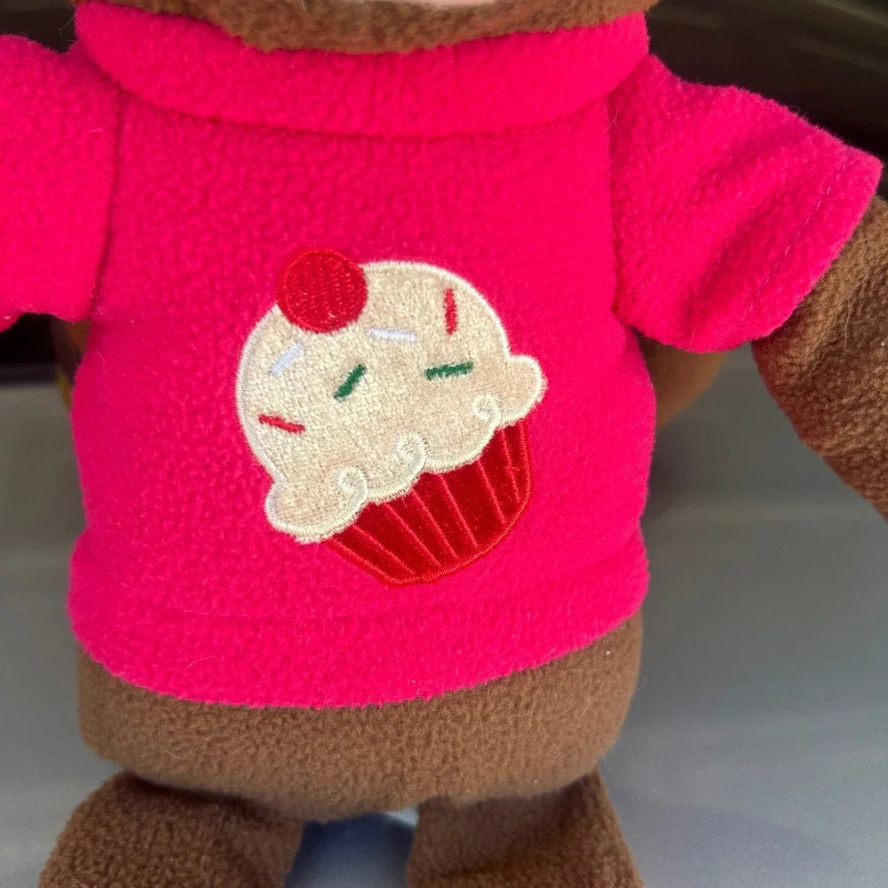 Dan Dee 2011 Sock Monkey Plush 16in Brown Pink Cupcake Fleece stuffed animal